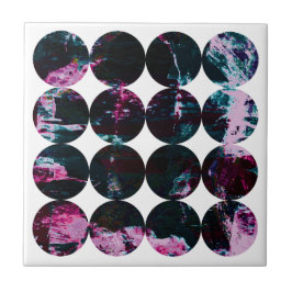 Grunge polka stip roze noir cirkel zwart abstract. tegeltje