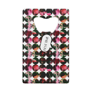 Grunge polka stippen Zwart Rood Wit Abstract. Creditkaart Flessenopener