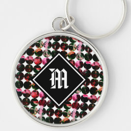 Grunge polka stippen Zwart Rood Wit Abstract. Sleutelhanger