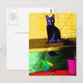 Grunge Pop Art Cat op visbank Briefkaart (Voorkant / Achterkant)
