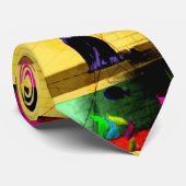 Grunge Pop Art Cat op visbank Stropdas (Opgerold)