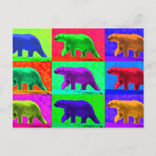 Grunge Pop Art Popart Polar-Beer multi-panel Briefkaart (Voorkant)