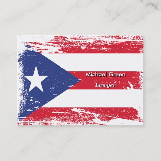 Grunge Puerto Rico Flag Visitekaartje (Voorkant)