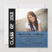 Grunge Punk Rock Afstuderen Invitation - Blue Kaart (Voorkant)