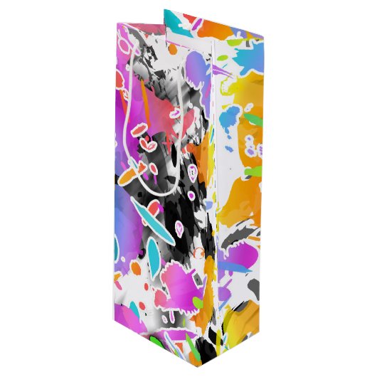 GRUNGE PUNK SPLATTER WIJN CADEAUTAS (Voorkant Gekanteld)