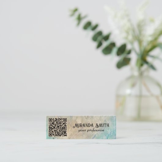 Grunge QR-code Mini Visitekaartje (Staand voorkant)