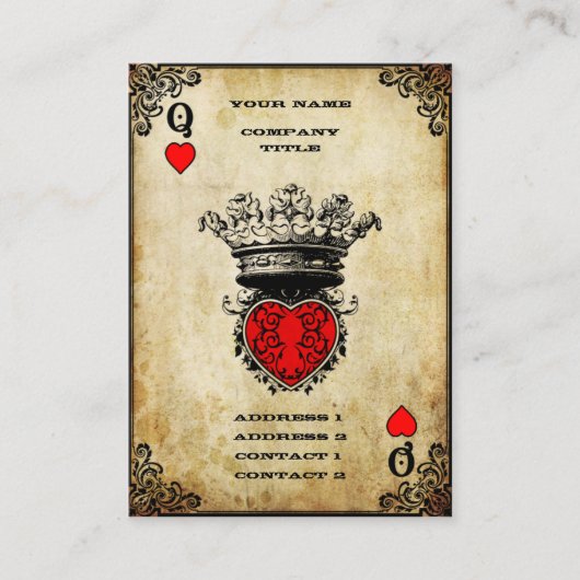 Grunge Queen of Hearts Visitekaartje (Voorkant)