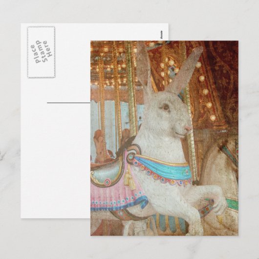 Grunge Rabbit Merry-Go-Round Feestdagenkaart (Voorkant / Achterkant)