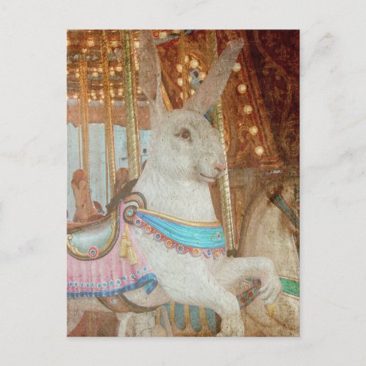 Grunge Rabbit Merry-Go-Round Feestdagenkaart (Voorkant)