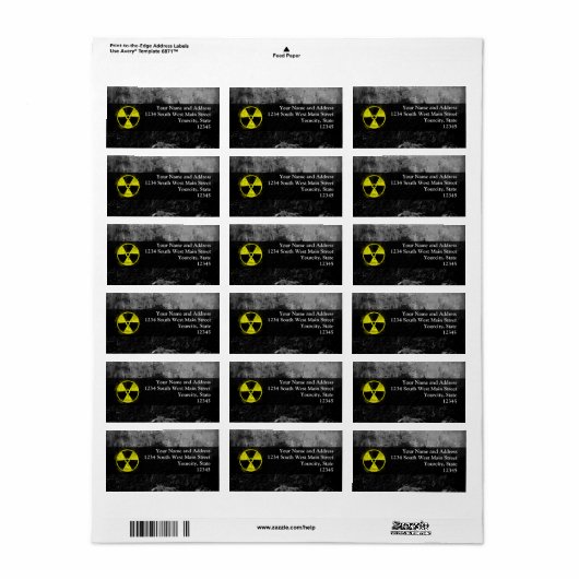 Grunge Radioactive Symbool Etiket (Full Sheet)