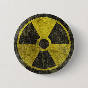 Grunge Radioactive Symbool Ronde Button 5,7 Cm