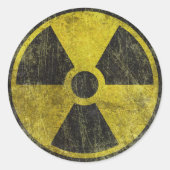 Grunge Radioactive Symbool Ronde Sticker (Voorkant)