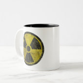 Grunge Radioactive Symbool Tweekleurige Koffiemok (Voorkant links)