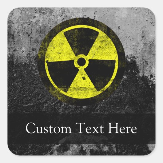 Grunge Radioactive Symbool Vierkante Sticker (Voorkant)