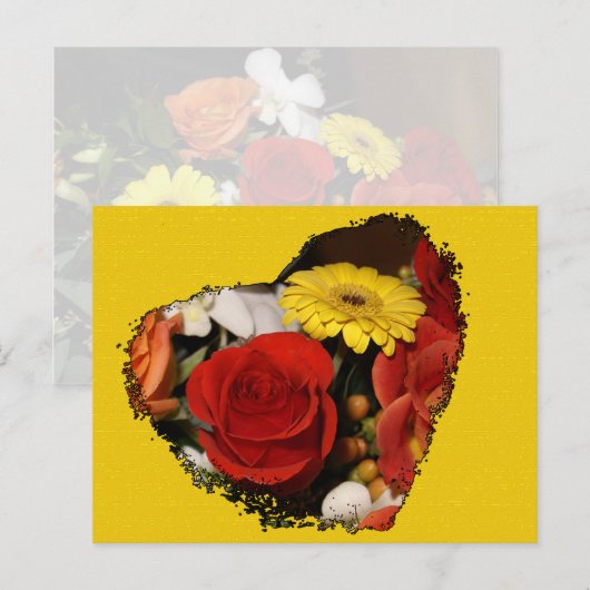 Grunge Rand Hart Boeket Briefkaart (Voorkant / Achterkant)