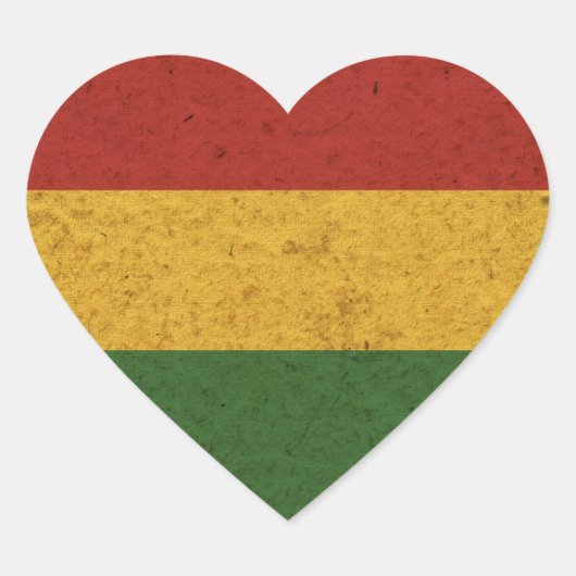 Grunge Rasta Kleuren Vlag Hart Sticker (Voorkant)