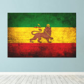 Grunge Rastafariaanse Vlag Canvas Afdruk (Insitu (Houten vloer))