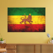 Grunge Rastafariaanse Vlag Canvas Afdruk (Insitu (Woonkamer))