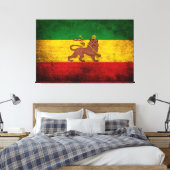 Grunge Rastafariaanse Vlag Canvas Afdruk (Insitu (Slaapkamer))