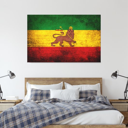 Grunge Rastafariaanse Vlag Canvas Afdruk (Insitu (Slaapkamer))