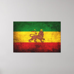  Grunge Rastafariaanse Vlag Canvas Afdruk
