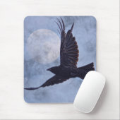Grunge Raven & Moon Lt Blue Art Design Muismat (Met muis)