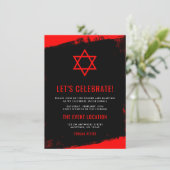 Grunge Red Black Bar Mitswa Receptie Kaart (Staand voorkant)