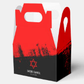 Grunge Red Black Bar Mitzvah, gepersonaliseerd Bedankdoosjes (Geopend)