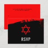 Grunge Red Black Bar Mitzvah RSVP Kaartje (Voorkant / Achterkant)