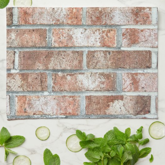 Grunge Red Brick Wall Brown Bricks Background Tan Theedoek (Gevouwen)