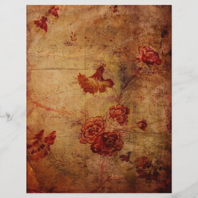 Grunge Red Carnance Wallpaper Pattern Scrapbook P (Voorkant)