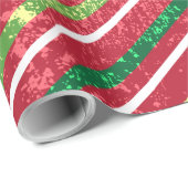 Grunge Red en Green Striped Kerstmis Cadeaupapier (Rol Hoek)