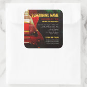 Grunge Red Guitar Super Band Square Promo Sticker (Tas)