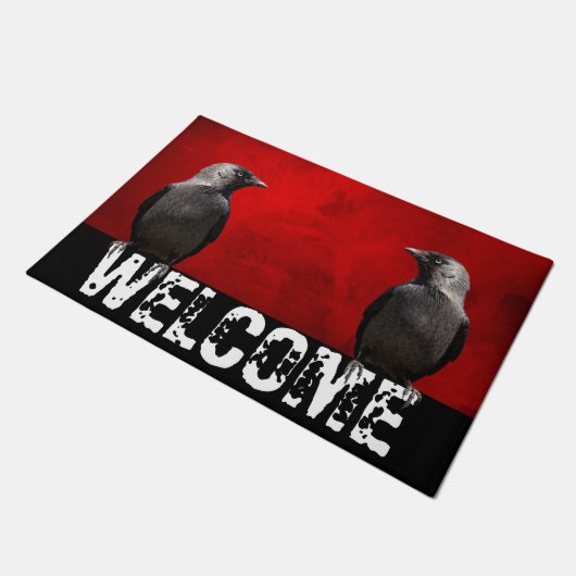 Grunge Red Rug Two Ravens Doormat Deurmat (Schuin)