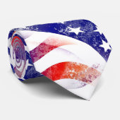 Grunge Red White en Blue USA Flag Patriot Stropdas (Opgerold)