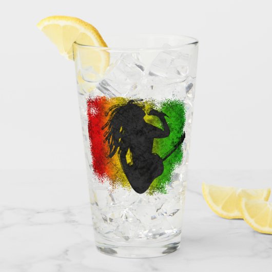 Grunge Reggae Muziek Rasta Rastaman Gitaar spelen Glas (Voorkant ijs)