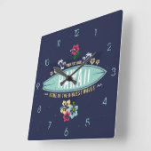 Grunge Retro Aloha Hawaii Surfer Vierkante Klok (Hoek)