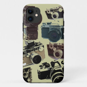  Grunge Retro Camera's Patroon iPhone 11 Hoesje