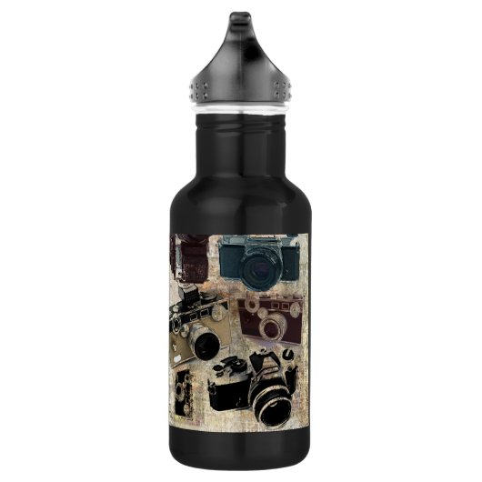 Grunge Retro Camera's Patroon Waterfles (Rechts)