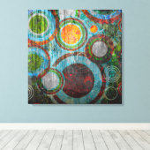 Grunge Retro Cirkels Canvas Afdruk (Insitu (Houten vloer))