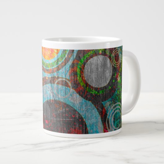 Grunge Retro-cirkels Grote Koffiekop (Voorkant rechts)
