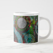 Grunge Retro-cirkels Grote Koffiekop (Rechts)