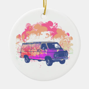 grunge retro hippie busje keramisch ornament