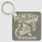 Grunge Retro Motorfiets Ontwerp Sleutelhanger (Voorkant)