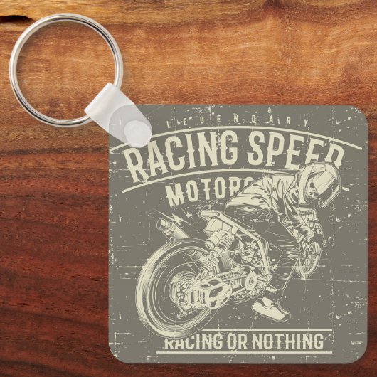 Grunge Retro Motorfiets Ontwerp Sleutelhanger (Voorkant)