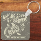 Grunge Retro Motorfiets Ontwerp Sleutelhanger (Achterkant)