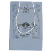 Grunge Retro Zwart Halloween Feest Medium Cadeauzakje (Achterkant)