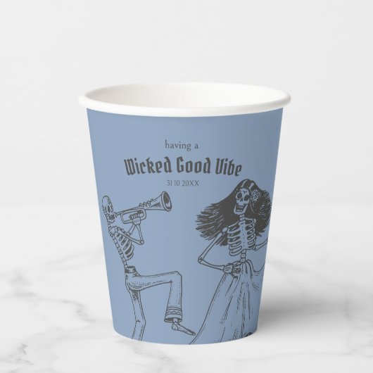 Grunge Retro Zwart Halloween Feest Papieren Bekers (Voorkant)