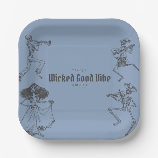 Grunge Retro Zwart Halloween Feest Papieren Bordje (Voorkant)