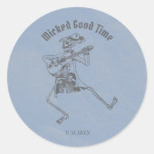 Grunge Retro Zwarte Halloween Feest Ronde Sticker (Voorkant)